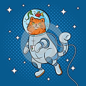 astronaut cat space helmet comic pop art raster photo