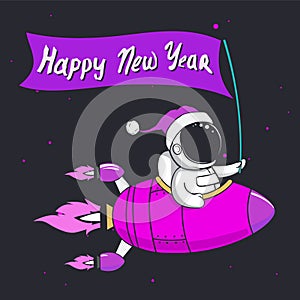 Astronaut celebrates new year on rocket