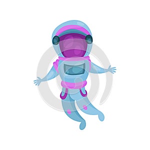 Astronaut character in space suit, spaceman flying in Space cartoon vector Illustration