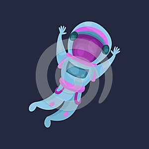 Astronaut character, spaceman flying in Space cartoon Illustration