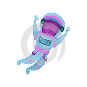 Astronaut character, spaceman flying in Space cartoon vector Illustration