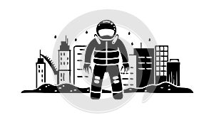 Astronaut in city, symbolizing space, future, or discovery. vector design Generative AI