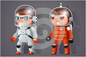 Astronaut Cosmonaut Spaceman Space Sci-fi Icons Cartoon RPG Game 3d Design Vector Illustration