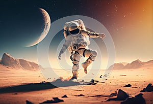 Astronaut dancing hip hop on the expanse