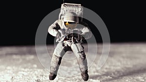 Astronaut dancing on the lunar surface.