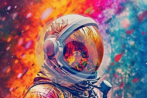 Astronaut in dark deep space. Science wallpaper