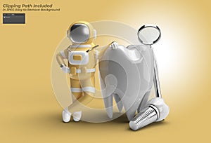 Astronaut With Dental Implants Surgery Concept Pen Tool Created Clipping Path Included in JPEG Easy to Composite