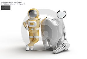 Astronaut With Dental Implants Surgery Concept Pen Tool Created Clipping Path Included in JPEG Easy to Composite