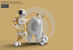 Astronaut With Dental Implants Surgery Concept Pen Tool Created Clipping Path Included in JPEG Easy to Composite