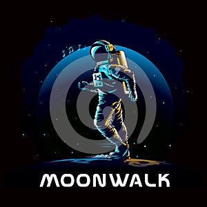 Astronaut doing moonwalk dancing activity