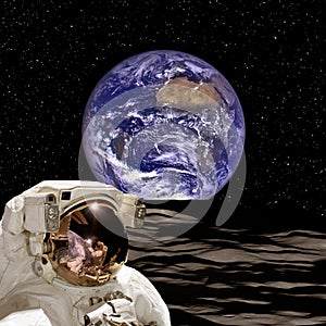 Astronaut. Earth. Space mission. Extrasolar planet. The elements of this image furnished by NASA