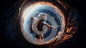 Astronaut Exiting Hatch for Spacewalk