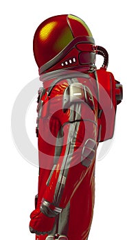 Astronaut explorer in white background side view