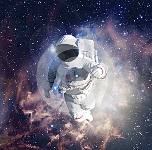 Astronaut exploring outer space conducting spacewalk