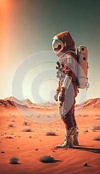 Astronaut exploring the red planet made with Generative AI.