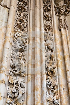Astronaut figure carved on the facade of the Cathedral of the city of Salamanca, in Spain.
