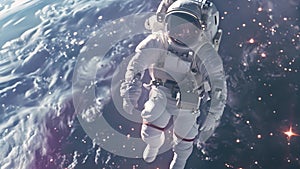 Astronaut Floating Above Earth
