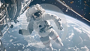 Astronaut Floating Above Earth