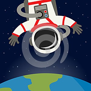 Astronaut Floating with Earth Background