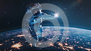 The astronaut in outer space. AI generated