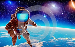 astronaut floating in the space - AI Generated
