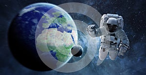 Astronaut floating in space 3D rendering elements of this image