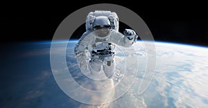 Astronaut floating in space 3D rendering elements of this image