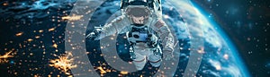 Astronaut floating in space with Earth in the background