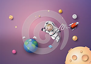 Astronaut floating in the stratosphere