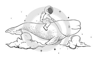 astronaut flying on a beluga