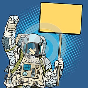 Astronaut with gag protesting for freedom of speech