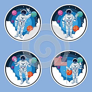 Astronaut and galaxy set of scenarios
