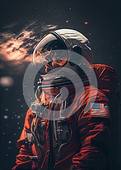 Astronaut Gazes Into Space Generative AI Illustration