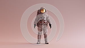 Astronaut with Gold Visor and White Helmet Spacesuit With Warm Background with Neutral Diffused Side Lighting Front View