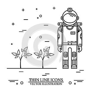 Astronaut grow plants on Mars.