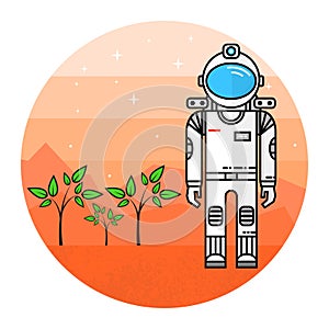 Astronaut grow plants on Mars.