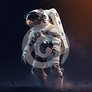 Astronaut guy roaming in moon digital art