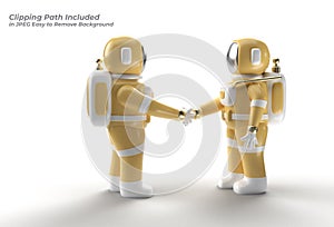 Astronaut Hand Shake Gesture Pen Tool Created Clipping Path Included in JPEG Easy to Composite
