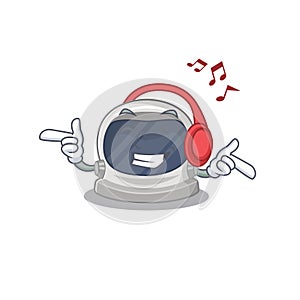 Astronaut helmet Cartoon design concept listening music
