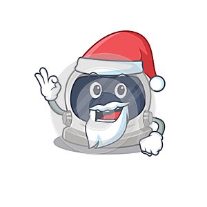 Astronaut helmet Santa cartoon character with cute ok finger