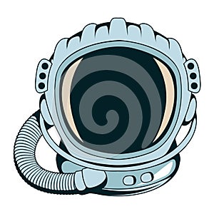 Astronaut helmet. Vector illustration of a human inventions. NASA logo