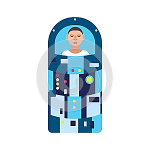 Astronaut in hibernation capsule