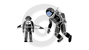 Astronaut Human Interaction Icon, Future of Space, Vector Design Generative AI
