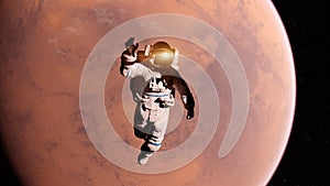 an astronaut infront of mars