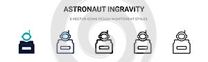 Astronaut ingravity icon in filled, thin line, outline and stroke style. Vector illustration of two colored and black astronaut