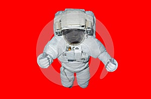 Astronaut isolated on red background 3D rendering elements of th