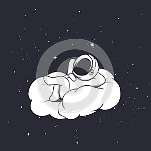 Astronaut lies on the cloud