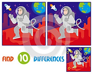 Astronaut on mars find 10 differences