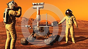 The astronaut and a mars rover