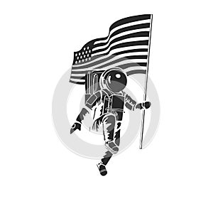 Astronaut on moon with american flag